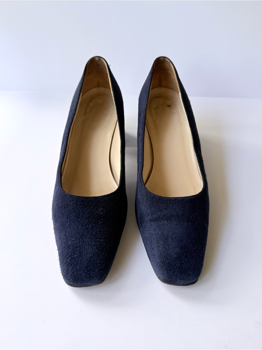 Christian Louboutin Vintage Classic Navy Suede Low Block Heel Pumps 37 - Picture 5 of 13